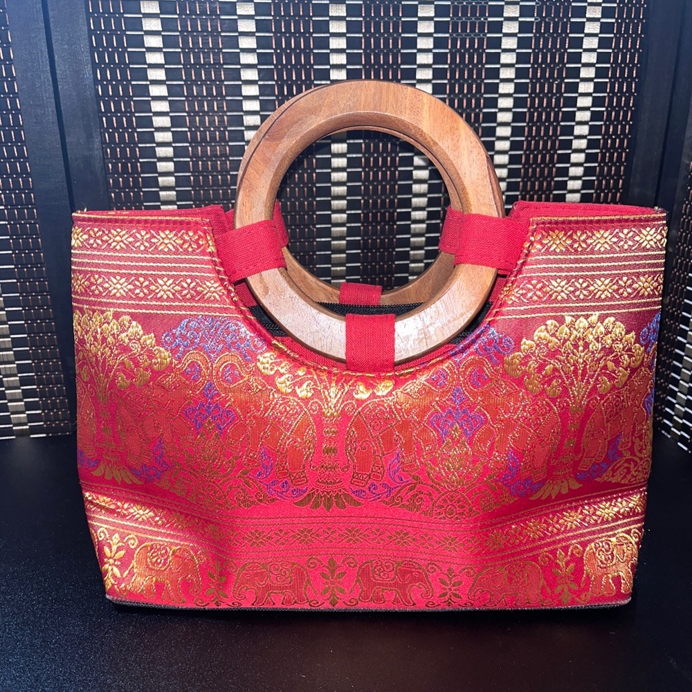 New Without Tags- Embroidered Elephants Handbag